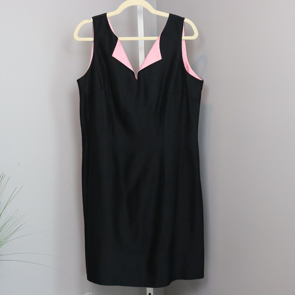 Vintage 90s Lois Snyder for Dani Max Black Sheath Dress Size 14 | Fully Lined